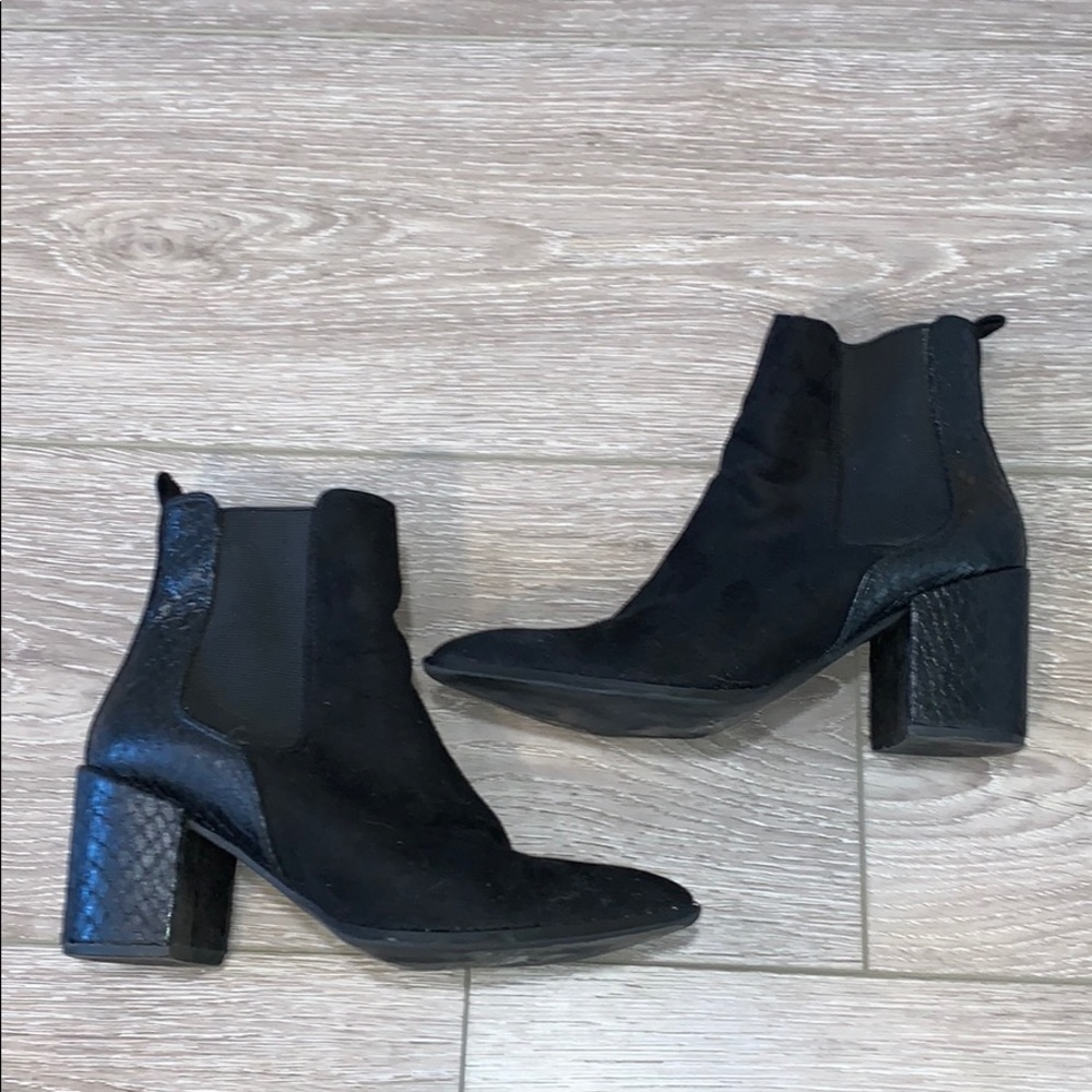 Black studded pointed toe bootie